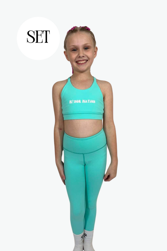 Crop & Tights Set Turquoise