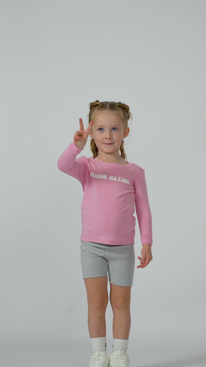 Product Clip of Minor Nation's Girls Elite Long Sleeve Top Pink