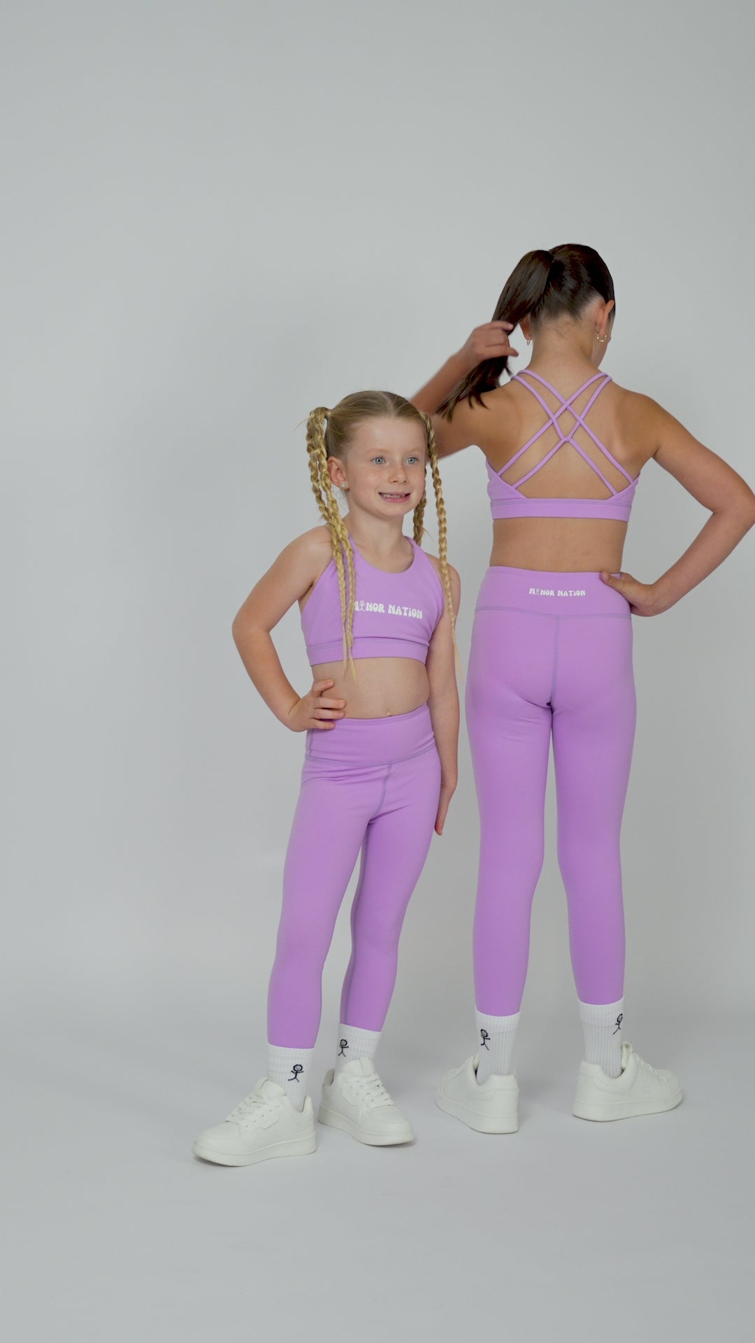 Product Clip of Minor Nation's Girls All-Around Gym Crop Top in Lilac